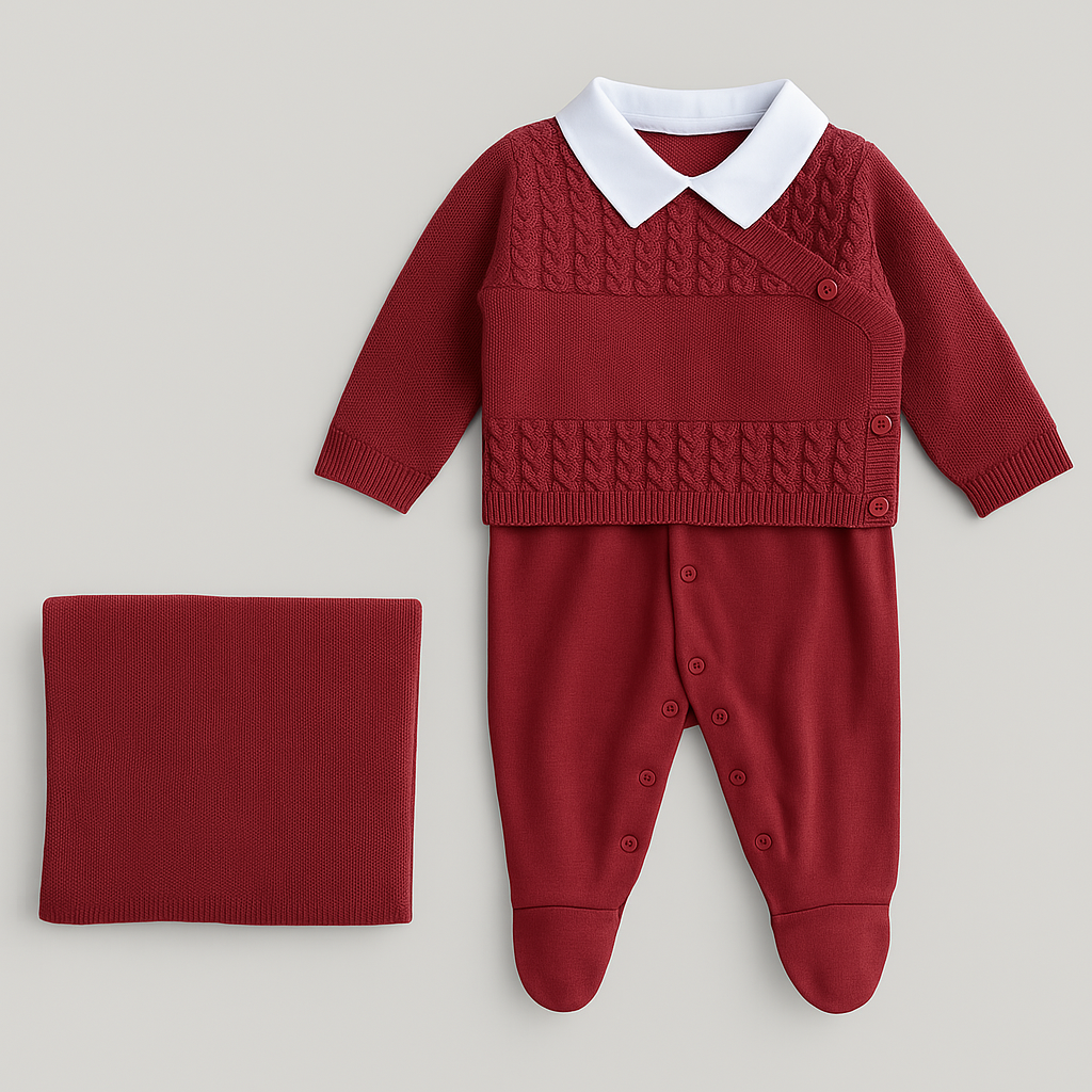 Kit Saída Maternidade 3 Peças Tricot Henry Red