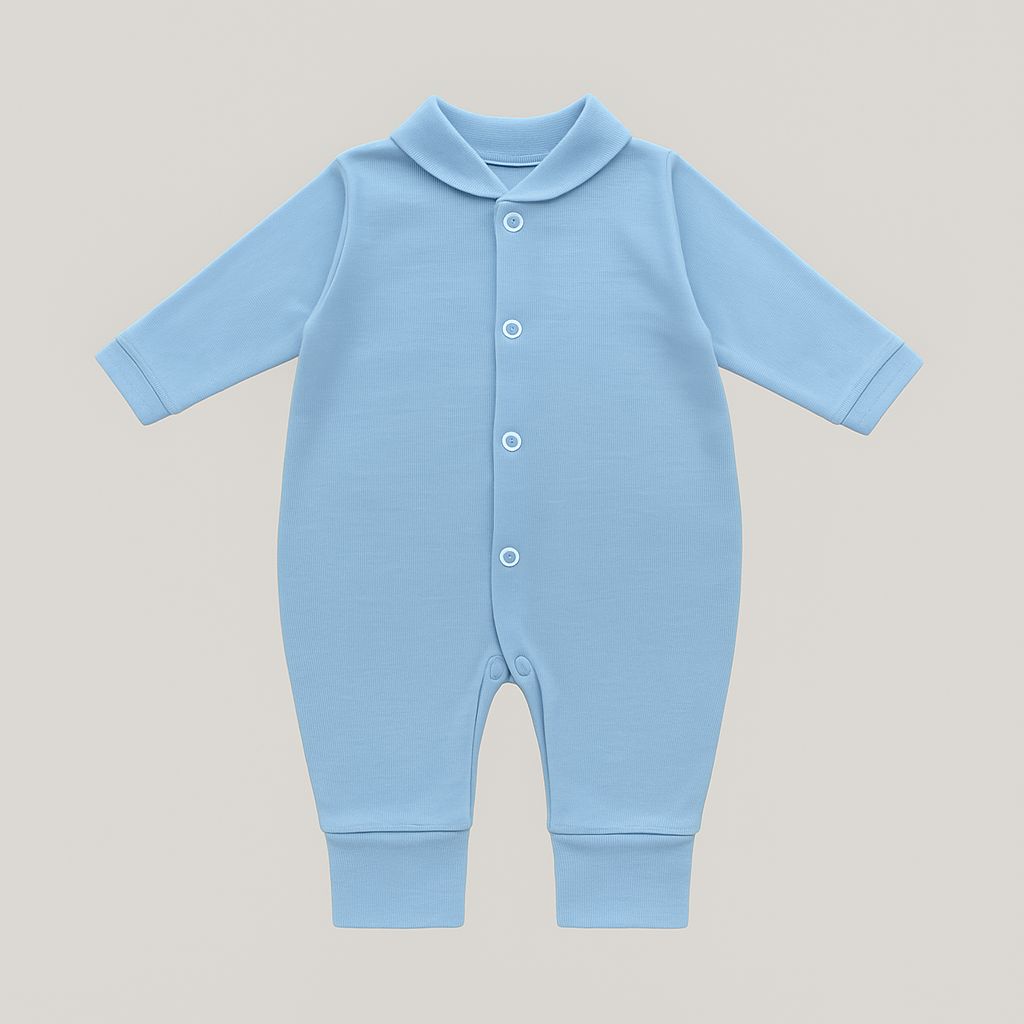 Macacão Bebê Vira Pé Azul