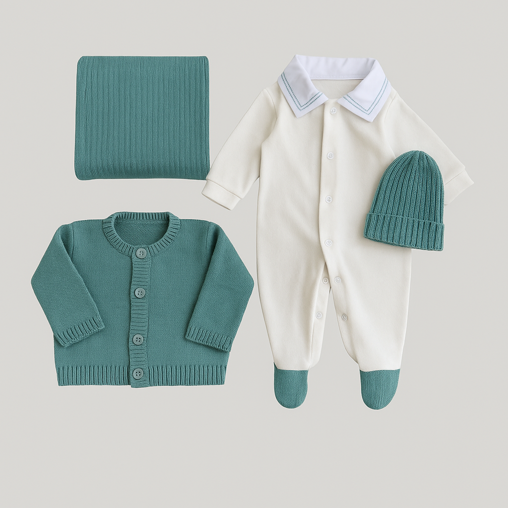 Kit Saída Maternidade 4 Peças Tricot Aspen Menta