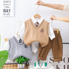 Conjunto Infantil 3 Peças Colete Tricô