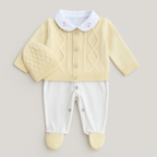 Kit Saída Maternidade 4 Peças Tricot Menina Flowers Amarelo