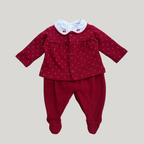 Conjunto Bebê 3 Peças Tricot Bordado Cereja Red